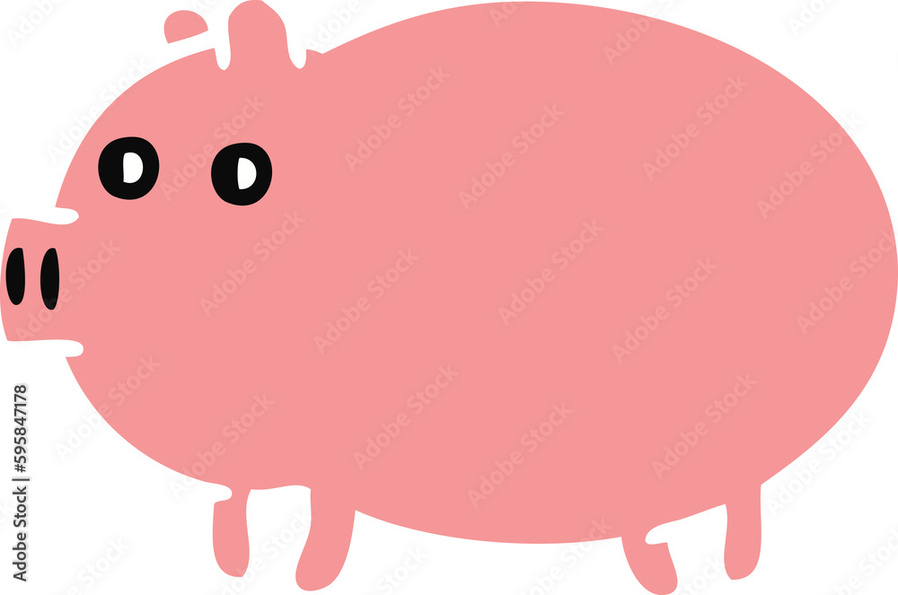 flat color retro cartoon of a fat pig flat color retro cartoon of a fat pig