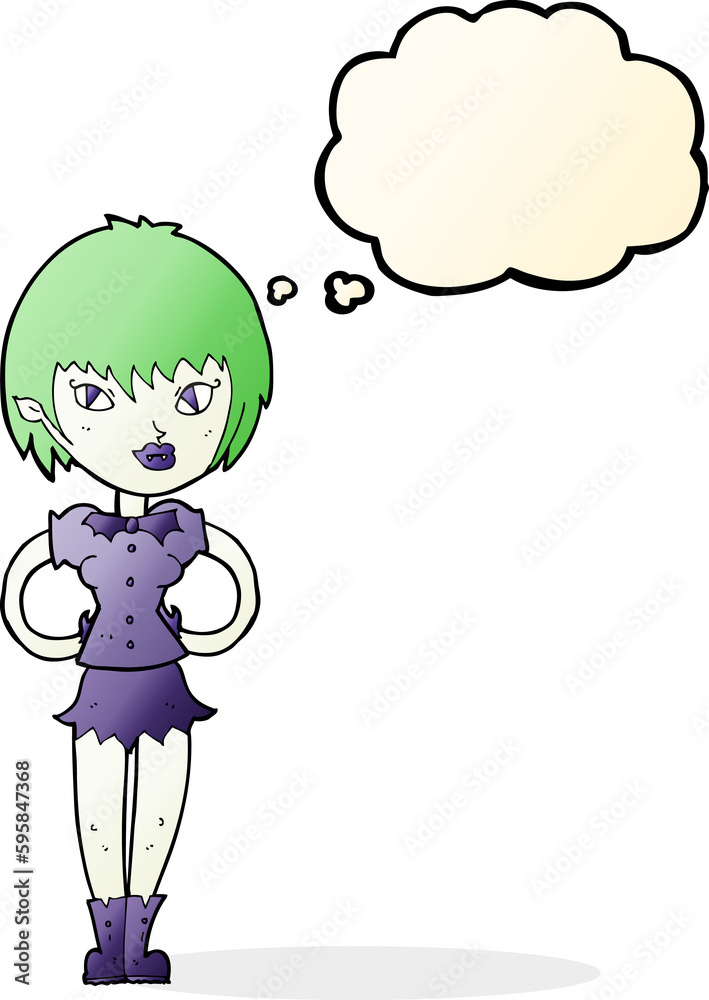 cartoon pretty vampire girl with thought bubble cartoon pretty vampire girl with thought bubble