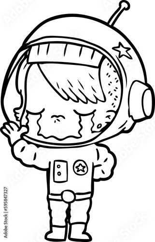 cartoon crying astronaut girl