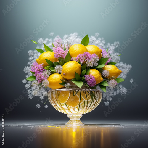 Bowl of lemons. Generative AI