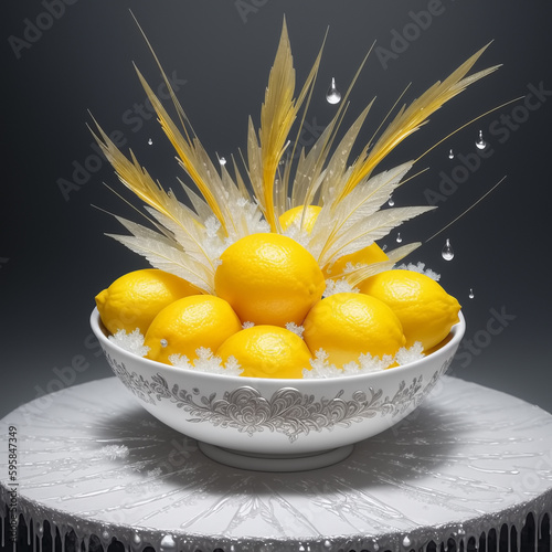 Bowl of lemons. Generative AI