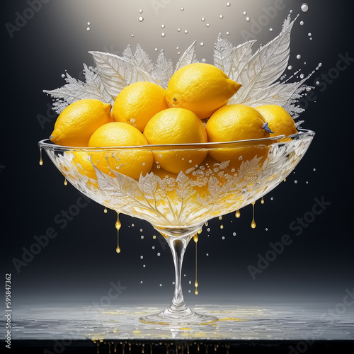 Bowl of lemons. Generative AI