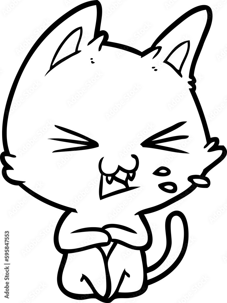 cartoon cat hissing