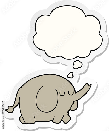 cartoon elephant with thought bubble as a printed sticker