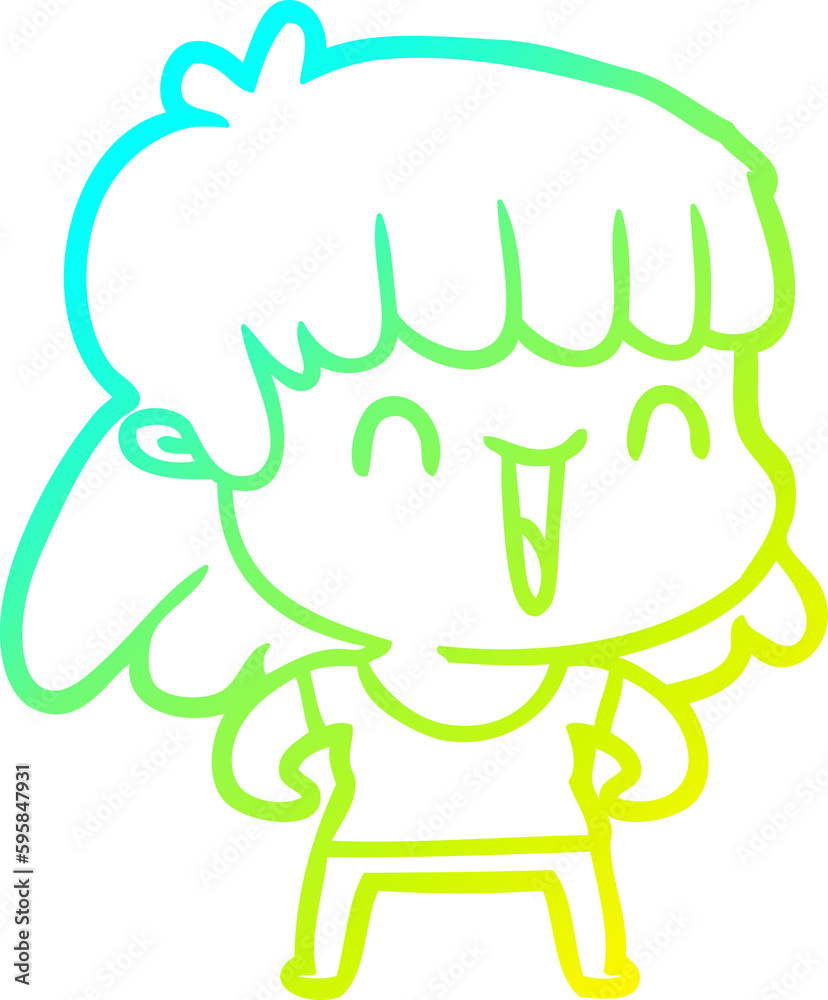 cold gradient line drawing of a cartoon woman cold gradient line drawing of a cartoon woman