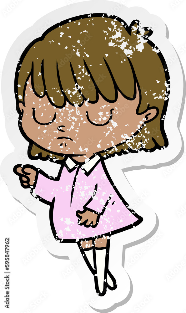 Obraz premium distressed sticker of a cartoon woman