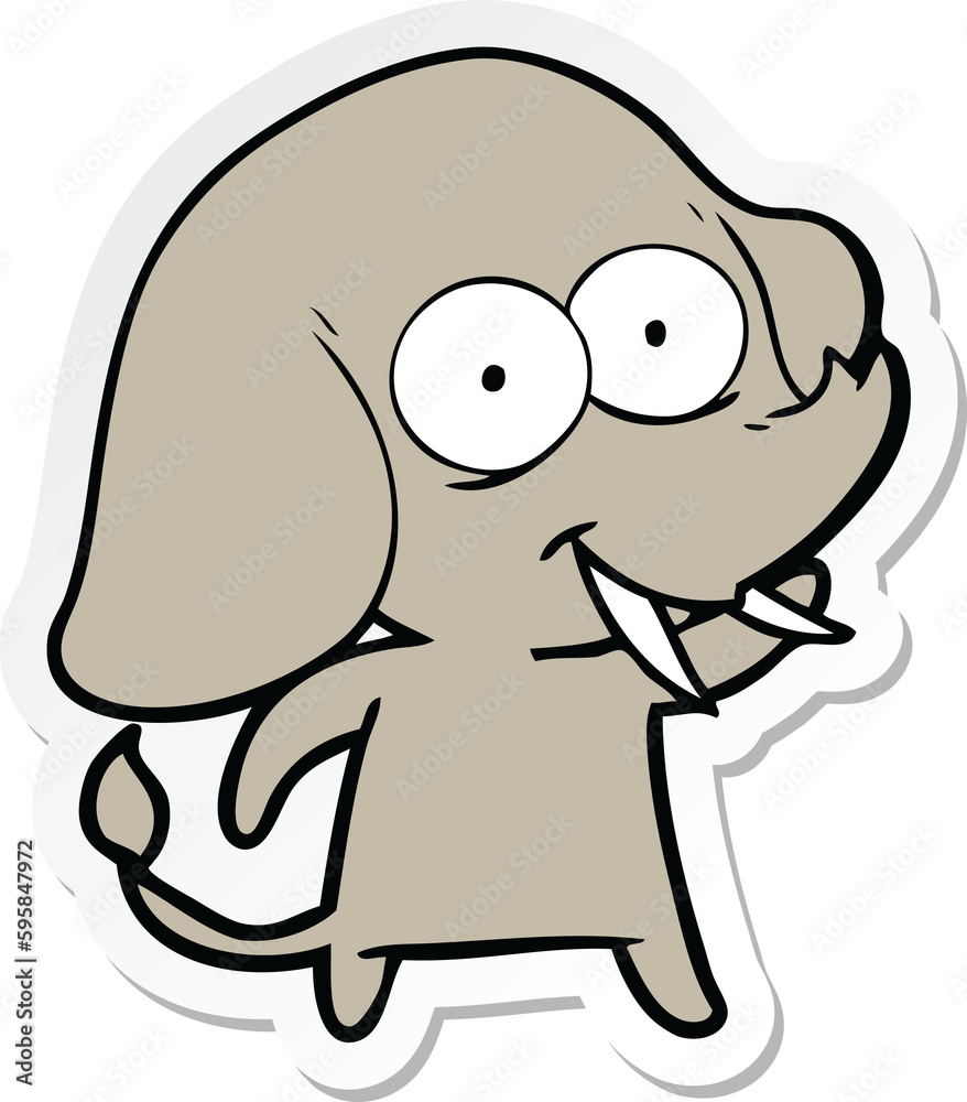 sticker of a happy cartoon elephant sticker of a happy cartoon elephant