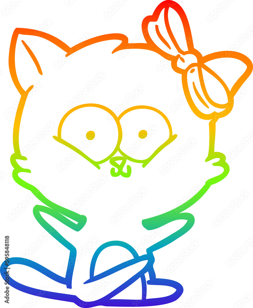 rainbow gradient line drawing of a cartoon cat rainbow gradient line drawing of a cartoon cat