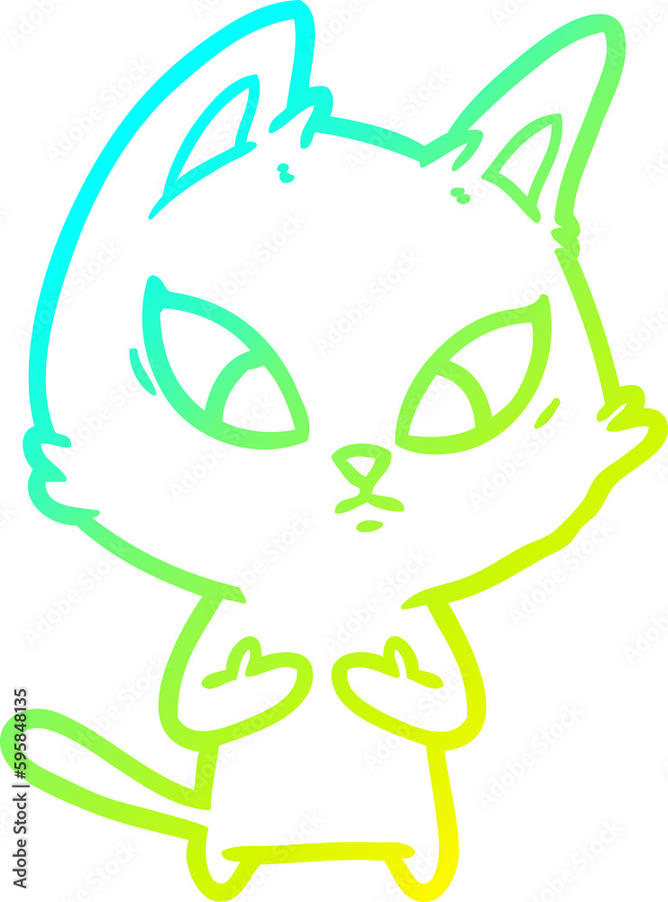 cold gradient line drawing of a confused cartoon cat cold gradient line drawing of a confused cartoon cat