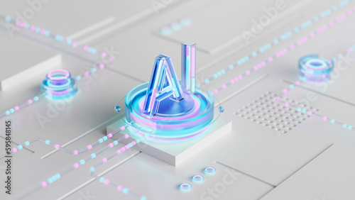 Photos Artificial intelligence AI neural network digital brain machine deep learning processing big data analysis technology connection mining chipset on circuit board futuristic