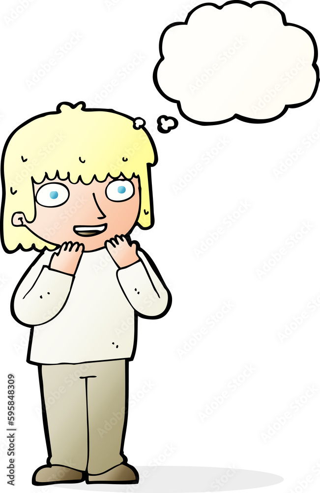cartoon excited person with thought bubble cartoon excited person with thought bubble