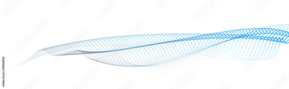 Fototapeta premium Beautiful vector abstract background of flying particles in motion, wavy lines flow big data technology and science theme, 3D dots array flowing in motion, nanotechnology.