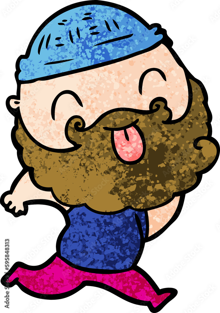 running man with beard sticking out tongue running man with beard sticking out tongue
