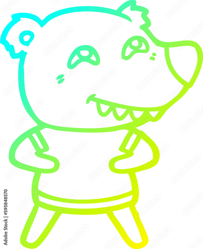 cold gradient line drawing of a cartoon bear showing teeth cold gradient line drawing of a cartoon bear showing teeth
