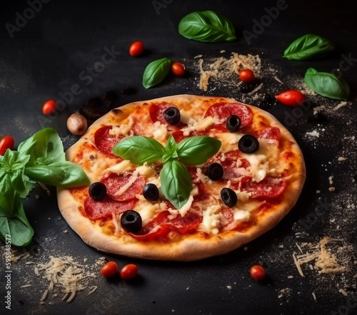 italian pizza on a dark table