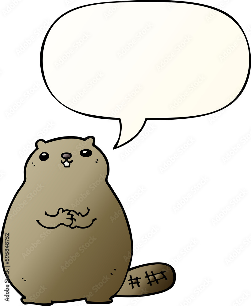 cartoon beaver with speech bubble in smooth gradient style cartoon beaver with speech bubble in smooth gradient style