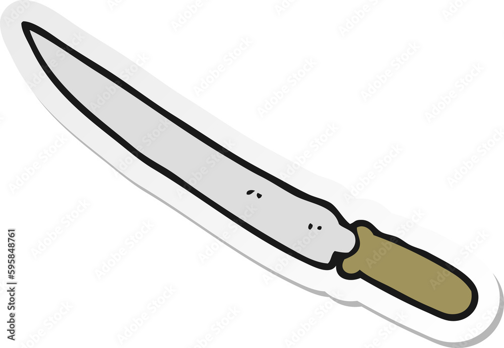 sticker of a cartoon kitchen knife sticker of a cartoon kitchen knife