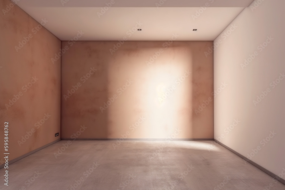 light minimal beige texture plaster blank design wall window room. Generative AI. light minimal beige texture plaster blank design wall window room. Generative AI.