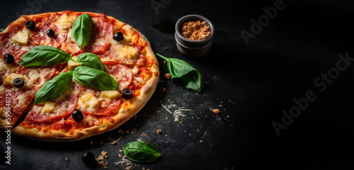 italian pizza on a dark table