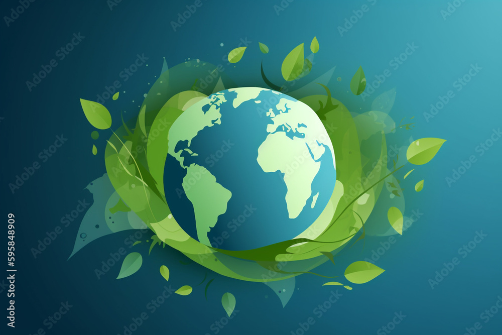 World environment and Earth Day concept with colorful globe and eco friendly enviroment. Generative ai.