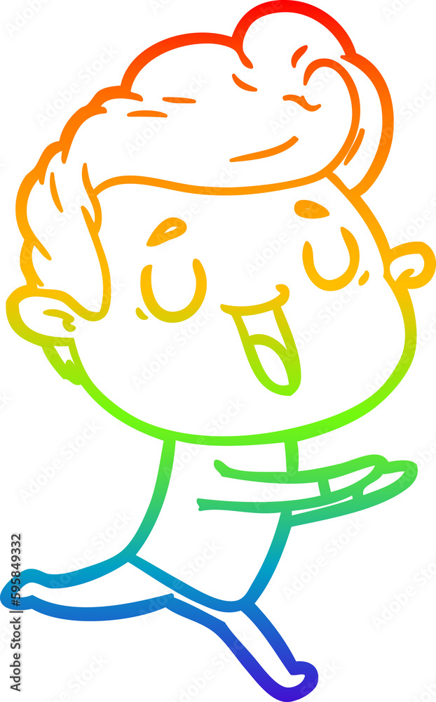 rainbow gradient line drawing of a happy cartoon man rainbow gradient line drawing of a happy cartoon man