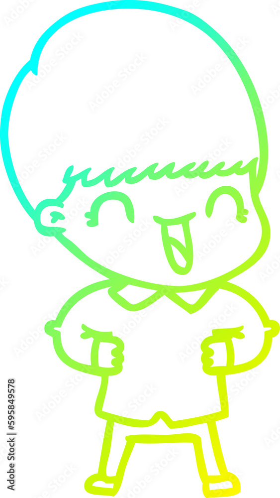 cold gradient line drawing of a happy cartoon boy cold gradient line drawing of a happy cartoon boy