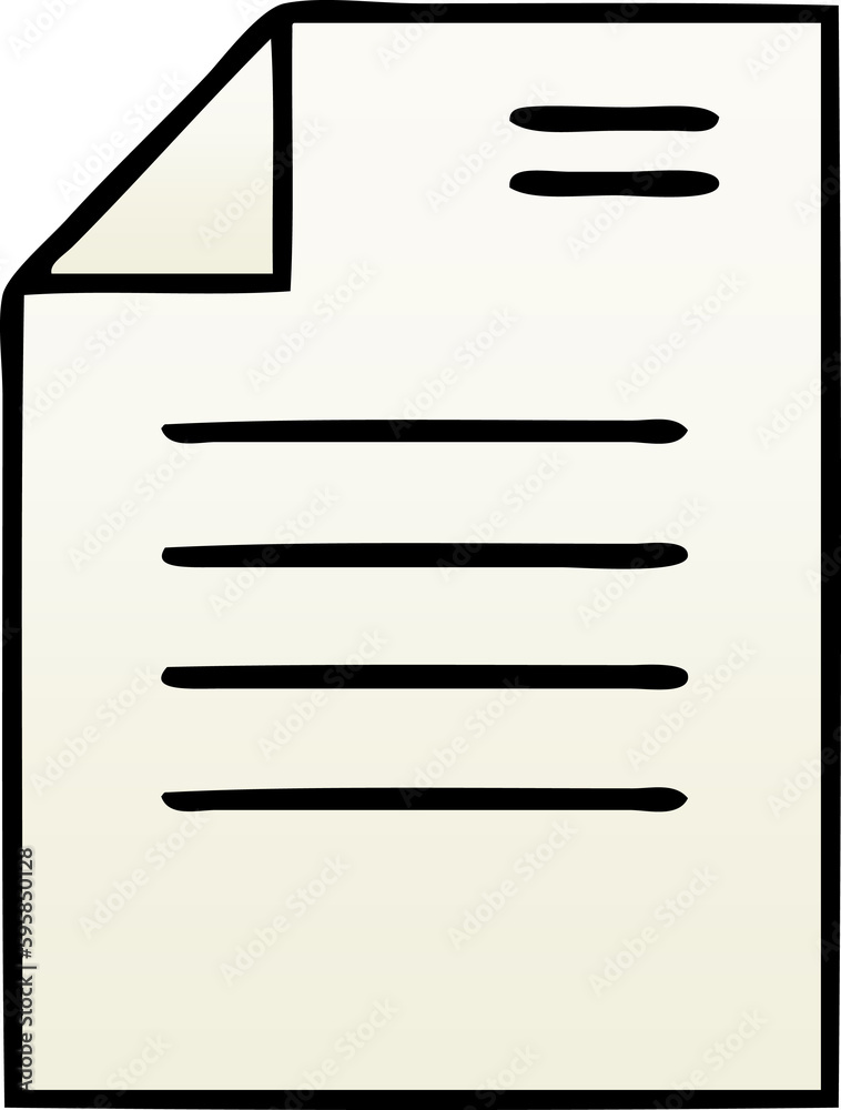 gradient shaded cartoon of a sheet of paper gradient shaded cartoon of a sheet of paper