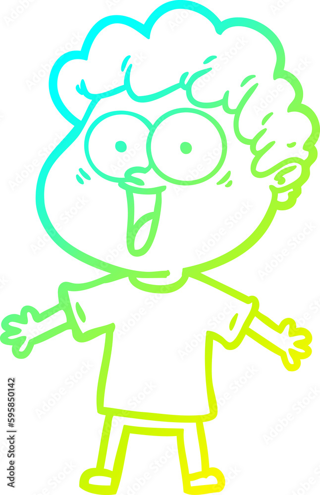 cold gradient line drawing of a cartoon happy man cold gradient line drawing of a cartoon happy man