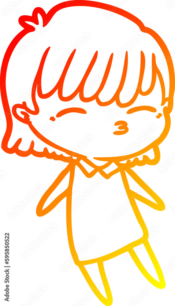 warm gradient line drawing of a cartoon woman