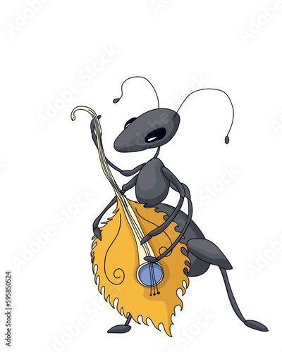 Cute ant playing bass
