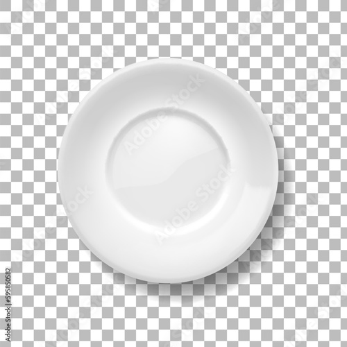 White dish plate on transparent background. Realistic 3d Illustration Vector