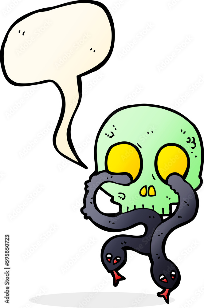 cartoon skull with snakes with speech bubble cartoon skull with snakes with speech bubble