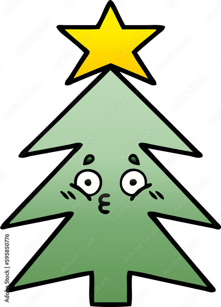 gradient shaded cartoon of a christmas tree gradient shaded cartoon of a christmas tree