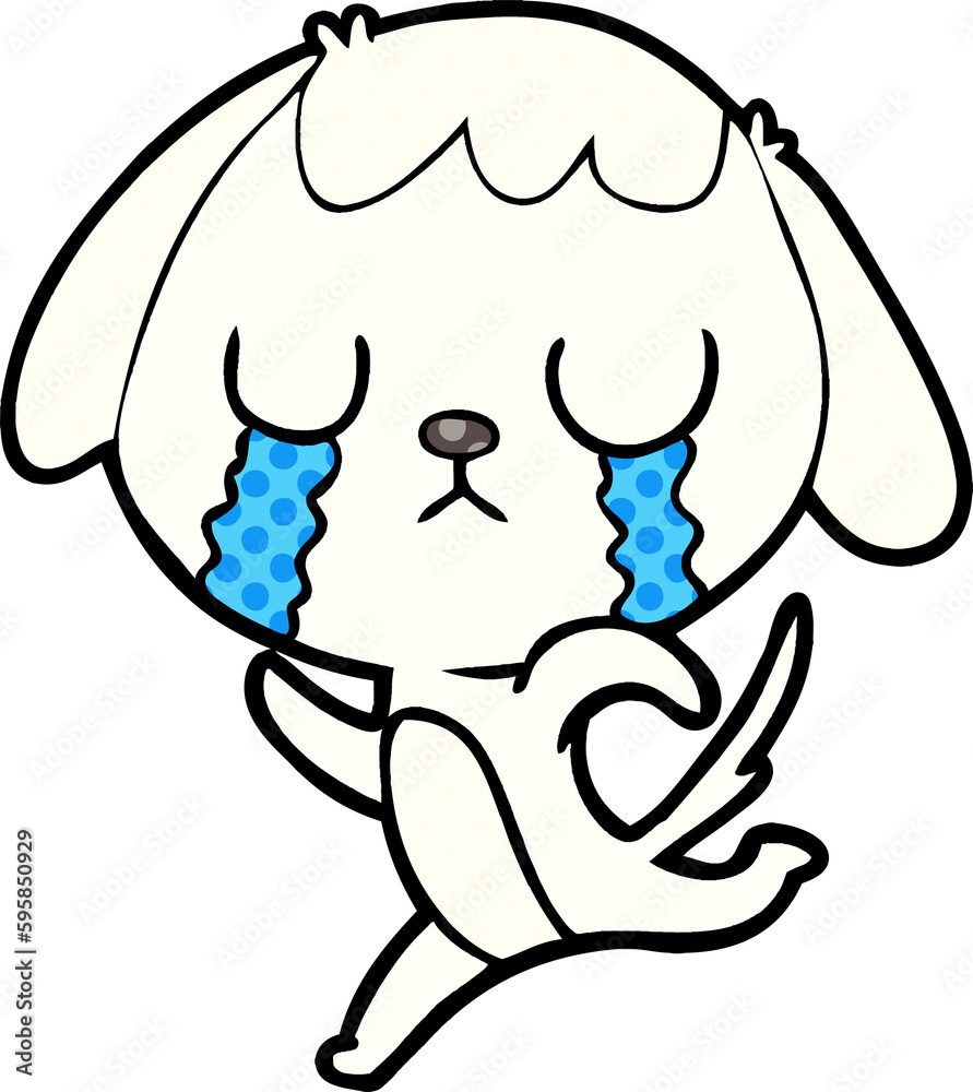 Obraz premium cute cartoon dog crying