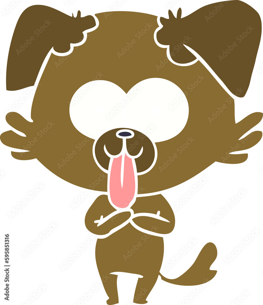 flat color style cartoon dog with tongue sticking out flat color style cartoon dog with tongue sticking out