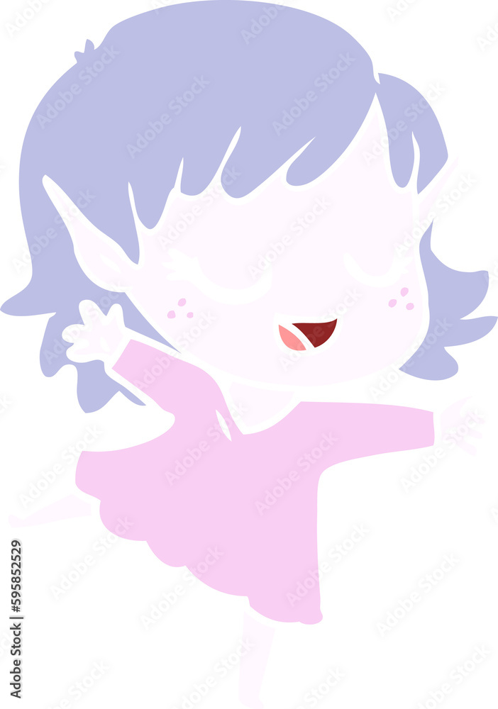 happy flat color style cartoon elf girl happy flat color style cartoon elf girl