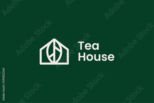 Simple Minimalist Tea House Logo Vector