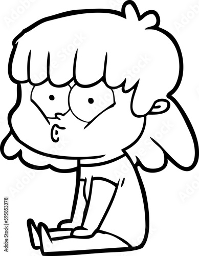 Photography cartoon whistling girl