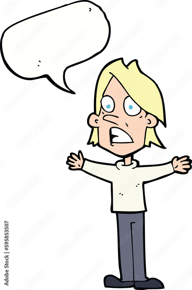 cartoon frightened man with speech bubble cartoon frightened man with speech bubble