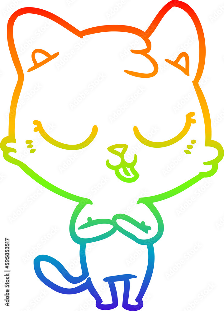 rainbow gradient line drawing of a cartoon cat rainbow gradient line drawing of a cartoon cat