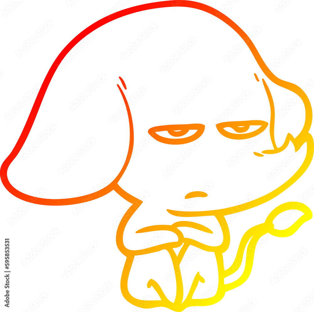 Obraz premium warm gradient line drawing of a annoyed cartoon elephant