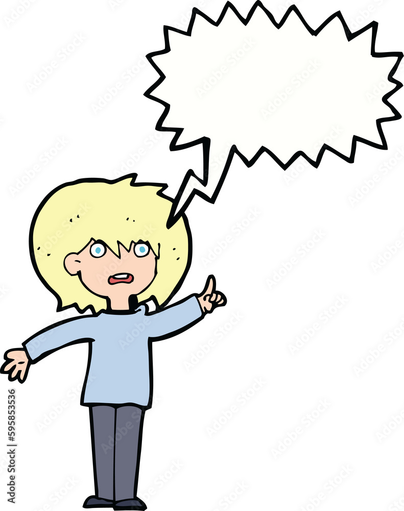 cartoon woman asking question with speech bubble cartoon woman asking question with speech bubble