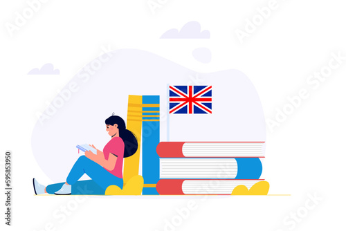 English Proficiency Test and Exam. IELTS International English Language Testing System. Vector illustration.