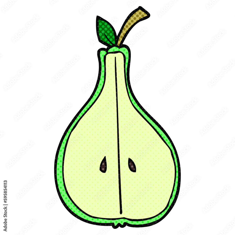 freehand drawn cartoon half pear freehand drawn cartoon half pear