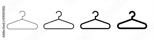 Hanger icon set. Coat rack symbol. Clothes hanger or clothes rack icon. Shop hanger icon set. Hook sale logo. Coat rack. Vector 10 eps.