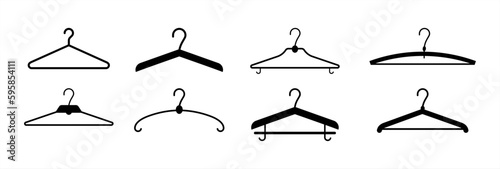 Different clothes hanger silhouette collection. Vector illustration 10 eps. photo