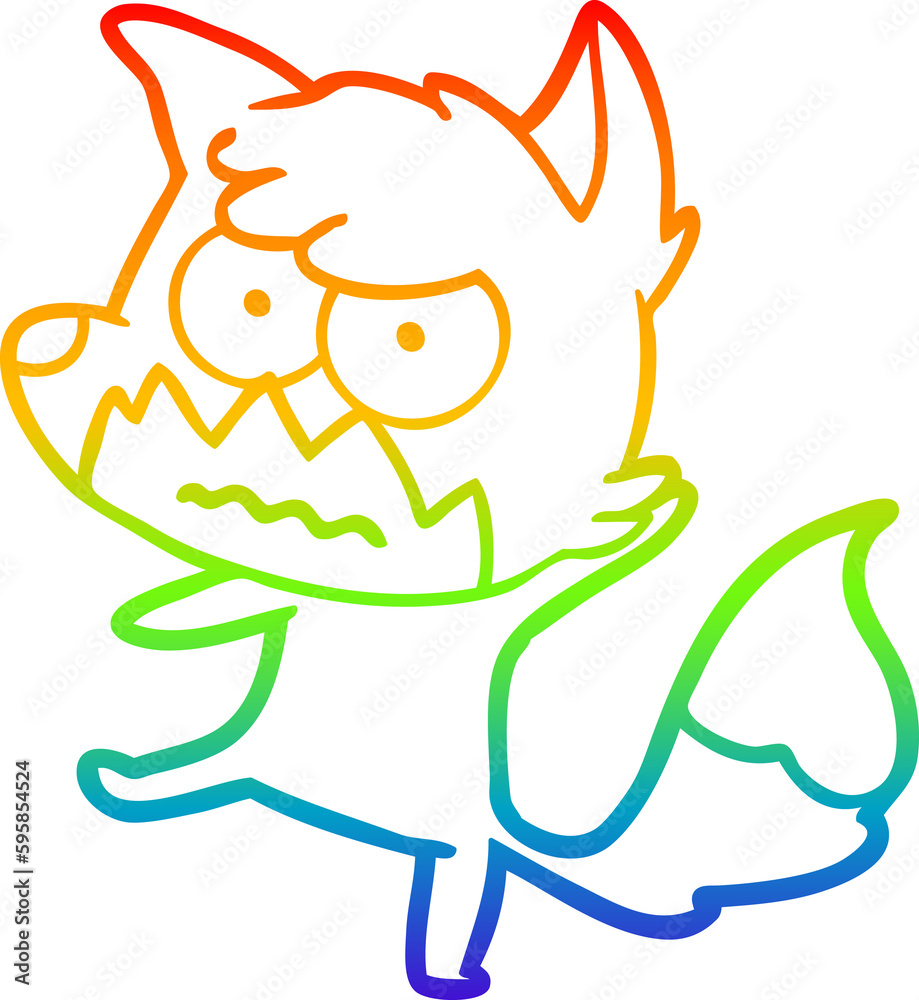 rainbow gradient line drawing of a cartoon annoyed fox rainbow gradient line drawing of a cartoon annoyed fox