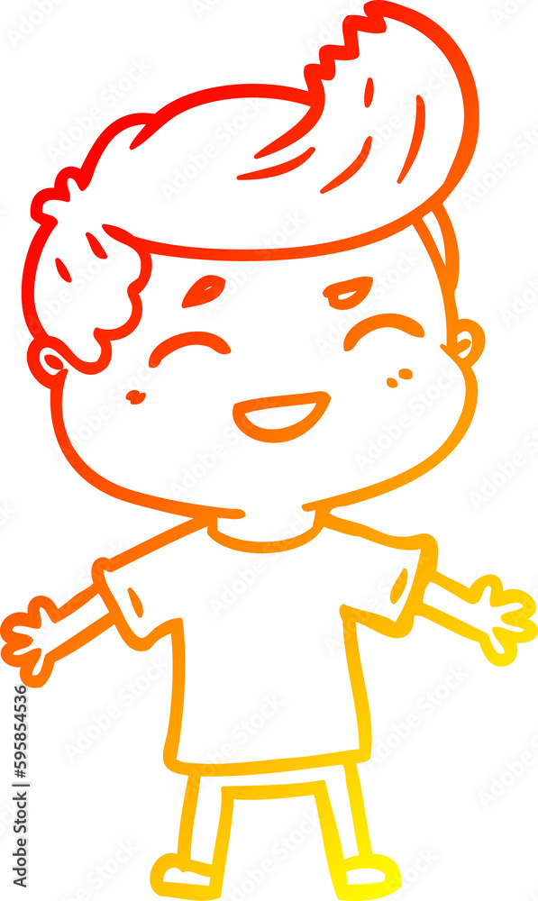 warm gradient line drawing of a cartoon man laughing warm gradient line drawing of a cartoon man laughing