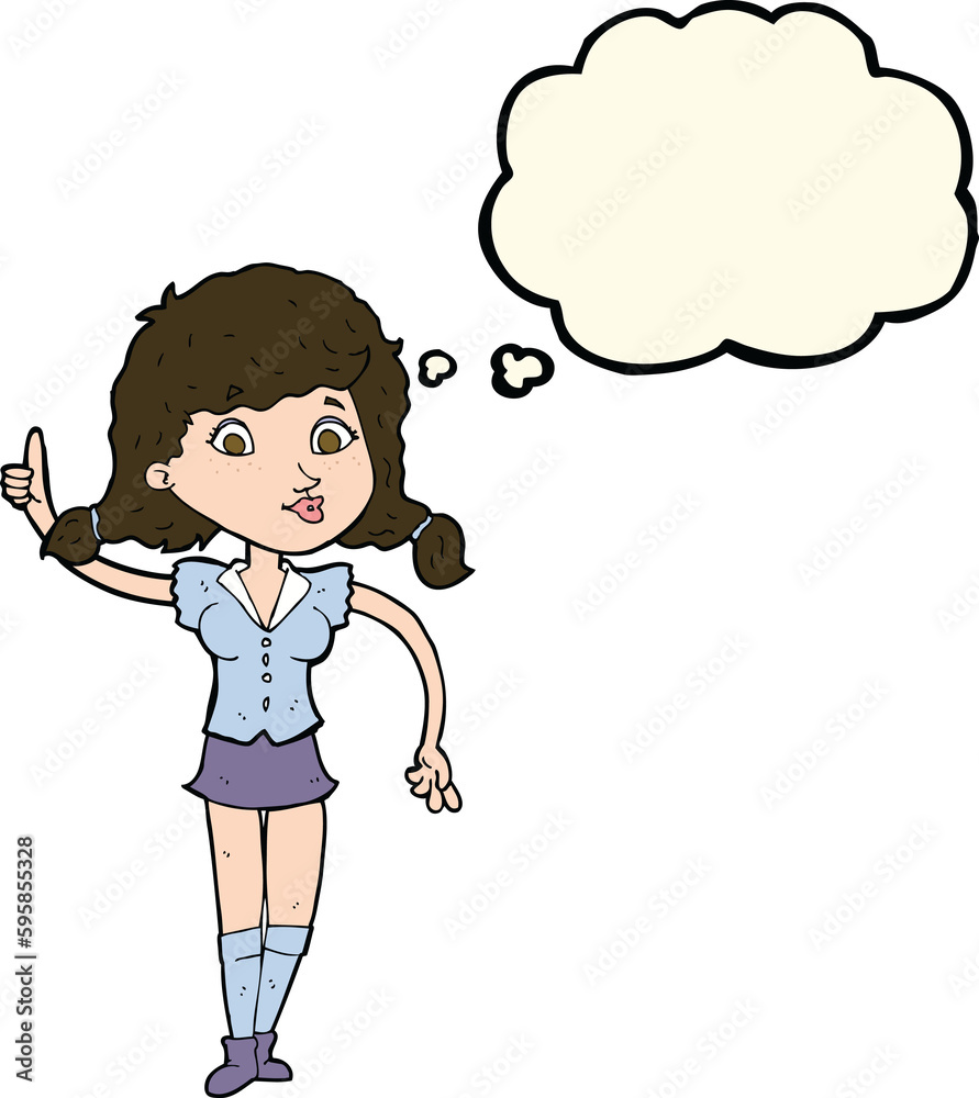 cartoon pretty woman with idea with thought bubble cartoon pretty woman with idea with thought bubble