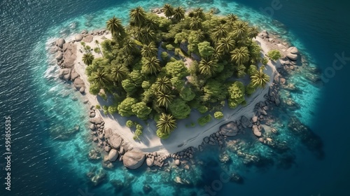 3d rendered illustration of a tropical island. Generative ai